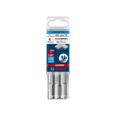 Betonboor SDS plus-7X - 6 mm x 50 mm x 115 mm – 10 stuks