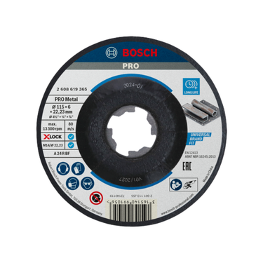 Bosch PRO Metal Bonded Grinding Disc A 24 P BF – 115 x 6 x 22.23 mm (X-LOCK)