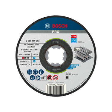 Bosch PRO Stainless Steel and Metal Doorslijpschijf 125×1×22,23 mm X-Lock