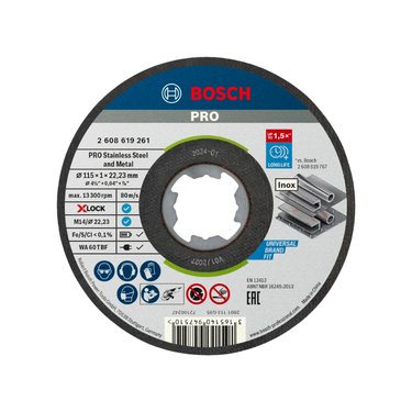 Bosch PRO Stainless Steel &amp; Metal X-Lock Doorslijpschijf 115×1×22,23 mm, 10 stuks