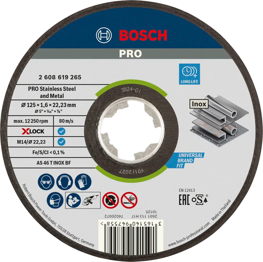 Bosch PRO Stainless Steel and Metal Doorslijpschijf 115×1,6×22,23 mm X-Lock