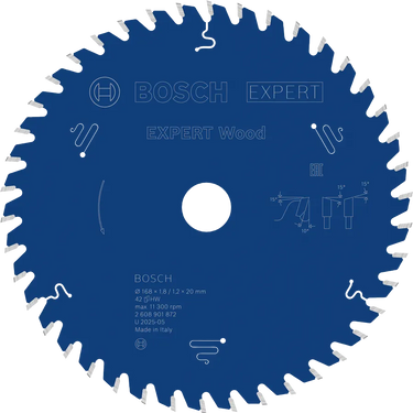 Zaagblad Hout - 168 mm x 20 mm x 42T