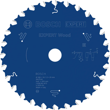 Zaagblad Hout - 168 mm x 20 mm x 28T