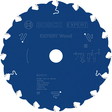 Zaagblad Hout - 168 mm x 20 mm x 16T