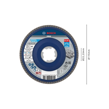 Bosch PRO X571 lamellenschuurschijf, 115 mm G60, X-LOCK