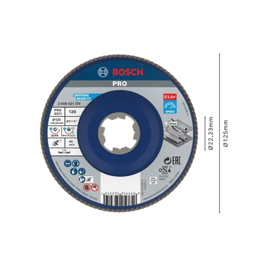 Bosch PRO X571 Lamellenschuurschijf 125 mm G120, X-LOCK