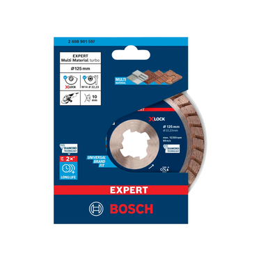 Bosch EXPERT MultiMaterial X-LOCK diamantdoorslijpschijf, 125 x 22,23 x 2,4 x 12 mm