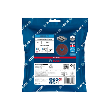 Bosch EXPERT R781 keramische prisma X-LOCK vezelschijf, 115 mm K36, 5 stuks