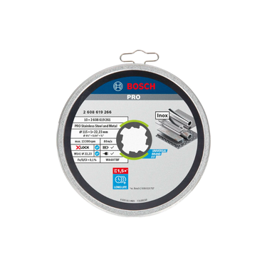 Bosch PRO Stainless Steel &amp; Metal X-Lock Doorslijpschijf 115×1×22,23 mm, 10 stuks