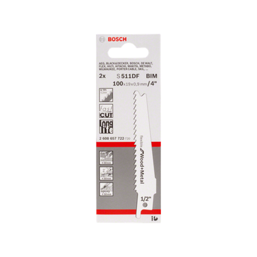 Reciprozaagblad Hout en Metaal - PRO S 511 DF - 100 mm - 2 stuks