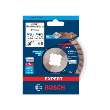 Bosch EXPERT MultiMaterial X-LOCK diamantdoorslijpschijf, 115 x 22,23 x 2,4 x 12 mm,