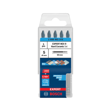 EXPERT HEX-9 Hard Ceramic Boorset 5 mm, 90 mm (5 stuks)