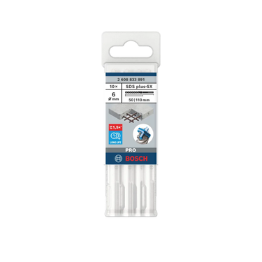 Betonboor SDS plus-5X - 6 mm x 50 mm x 110 mm - 10-delig