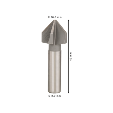PRO Steel HSS verzinkboor, 16 x 43 mm, M8