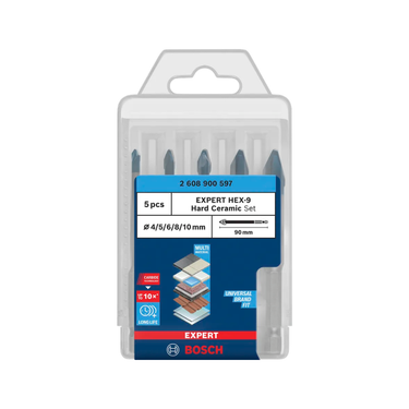 EXPERT HEX-9 Hard Ceramic Boorset 4–10 mm, 90 mm