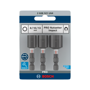 Bosch PRO Nutsetter Impact Cap Set 8×50 / 10×50 / 13×50 mm – 3-delig