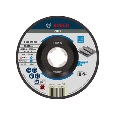 Bosch PRO Metal Bonded Grinding Disc A 24 P BF – 125 x 6 x 22.23 mm (X-LOCK)
