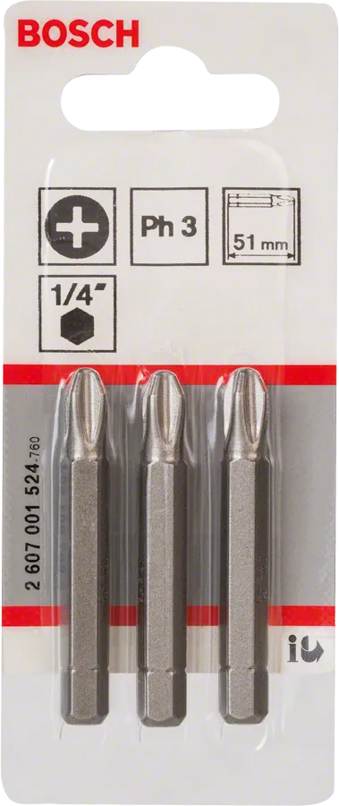 Bosch PH3 Extra Hard Schroevendraaierbit 51 mm – 3 St