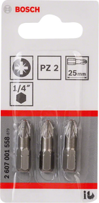 Bosch PZ2 Extra Hard Schroevendraaierbit 25 mm – 3 St