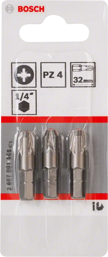 Bosch PZ4 Extra Hard Pozidriv-Schroevendraaierbit 32 mm – 3 St