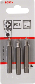 Bosch PZ1 Extra Hard Pozidriv-Schroevendraaierbit 51 mm – 3 stuks