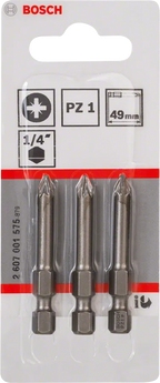 Bosch Extra Hard PZ1 Pozidriv-Schroevendraaierbit 49 mm – 3 stuks
