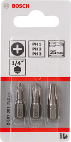 3-delige Extra Hard schroefbitset PH1, PH2, PH3