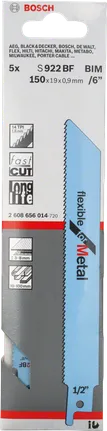 Bosch S 922 BF flexibel reciprozaagblad voor metaal – 5 stuks (150 mm)