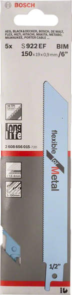 Bosch S 922 EF flexibel reciprozaagblad voor metaal – 5 stuks (150 mm)