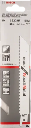 Bosch S 922 HF reciprozaagblad – 5 stuks (150 mm)