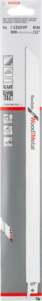 Bosch S 1222 VF Flexibel Hout- &amp; Metaal Reciprocityzaagblad, 300 mm