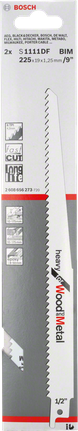 Bosch S 1111 DF Reciprocityzaagblad, 225 x 19 x 1,25 mm, 2-delig