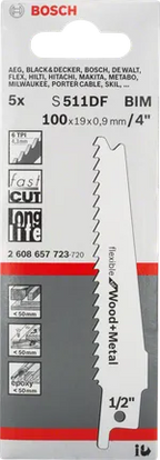 Bosch S 511 DF reciprozaagblad voor hout &amp; metaal – 5 stuks (100 mm)