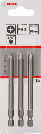 Bosch PH2 Extra Hard Schroevendraaierbit 89 mm – 3 St