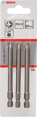 Bosch PH3 Extra Hard Schroevendraaierbit 89 mm – 3 St