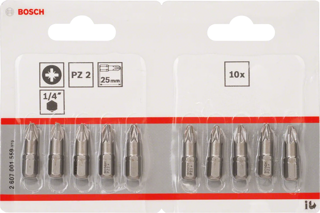 Bosch PZ2 Extra Hard Schroevendraaierbit 25 mm – 10 St