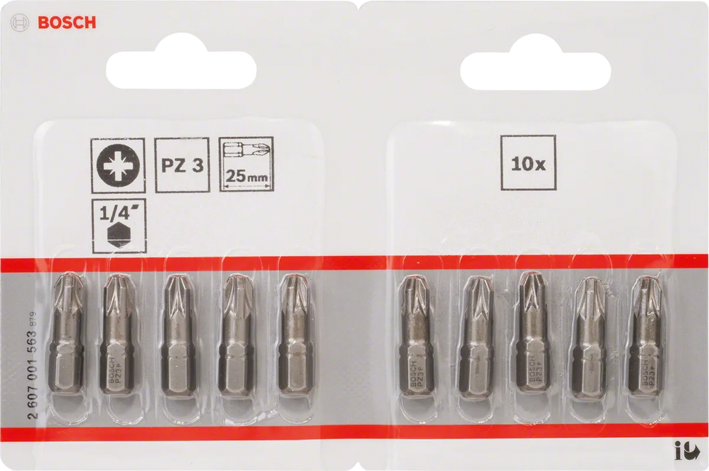 Bosch PZ3 Extra Hard Pozidriv-Schroevendraaierbit 25 mm – 10 St