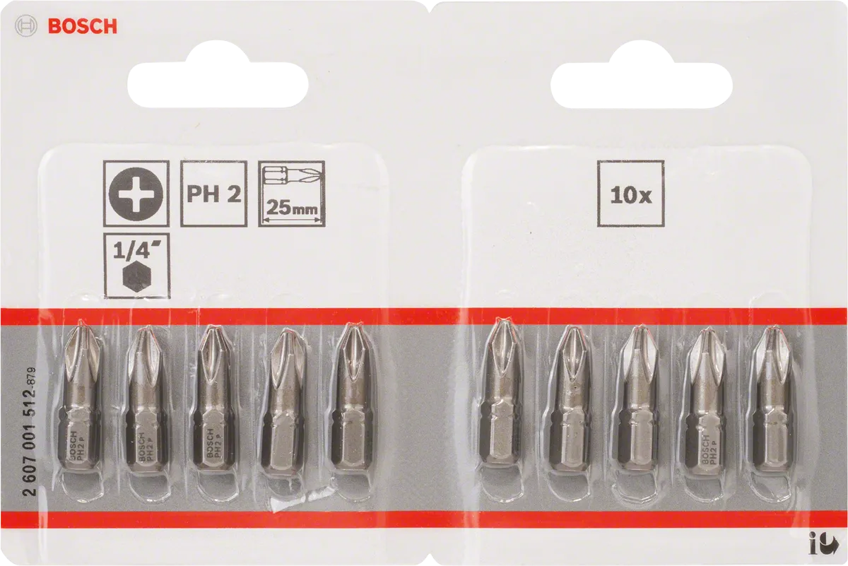 Bosch PH2 Extra Hard Schroevendraaierbit 25 mm – 10 St