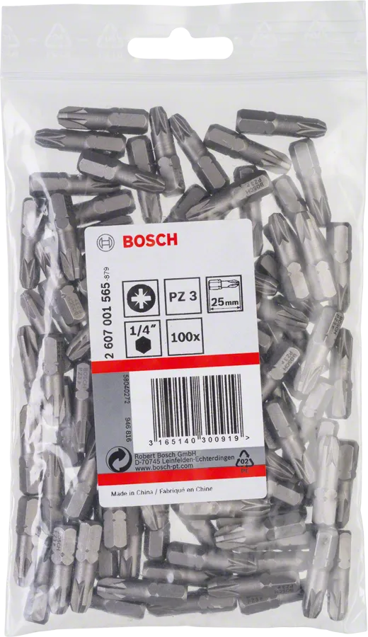 Bosch PZ3 Extra Hard Pozidriv-Schroevendraaierbit 25 mm – 100 St