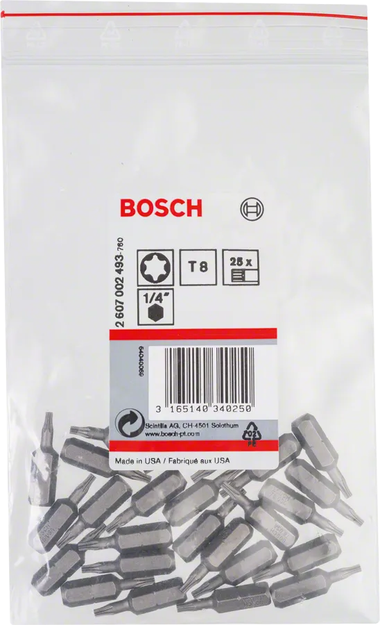 Bosch schroevendraaierbit Extra Hard T8 25 mm