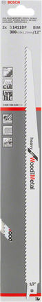 Bosch S 1411 DF Heavy for Wood & Metal Reciprocityzaagblad – 2 Stuks (300 mm)