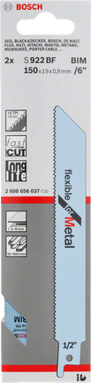Bosch S 922 BF flexibel reciprozaagblad voor metaal – 2 stuks (150 mm)