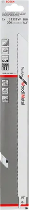 Bosch S 1222 VF Flexibel Hout- &amp; Metaal Reciprocityzaagblad, 300 mm (2 Stuks)