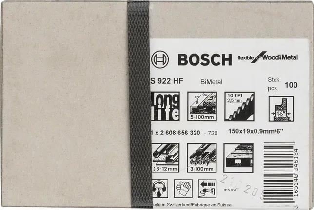 Bosch S 922 HF reciprozaagblad – 100 stuks (150 mm)