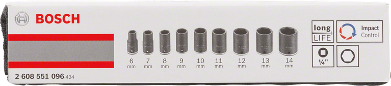 9-delige doppenset 6–14 mm (1/4 inch)