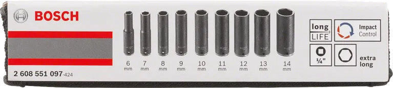 9-delige doppenset 6–14 mm (1/4 inch)