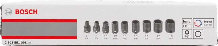 9-Delige Doppenset 7–19 mm (3/8 inch)