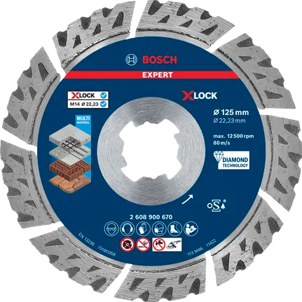 EXPERT MultiMaterial X-LOCK Diamantdoorslijpschijf 125 x 22,23 x 2,4 x 12 mm