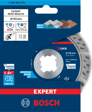 EXPERT MultiMaterial X-LOCK Diamantdoorslijpschijf 125 x 22,23 x 2,4 x 12 mm