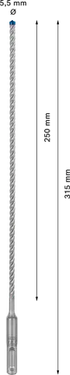Betonboor SDS plus-7X - 5,5 mm x 250 mm x 315 mm